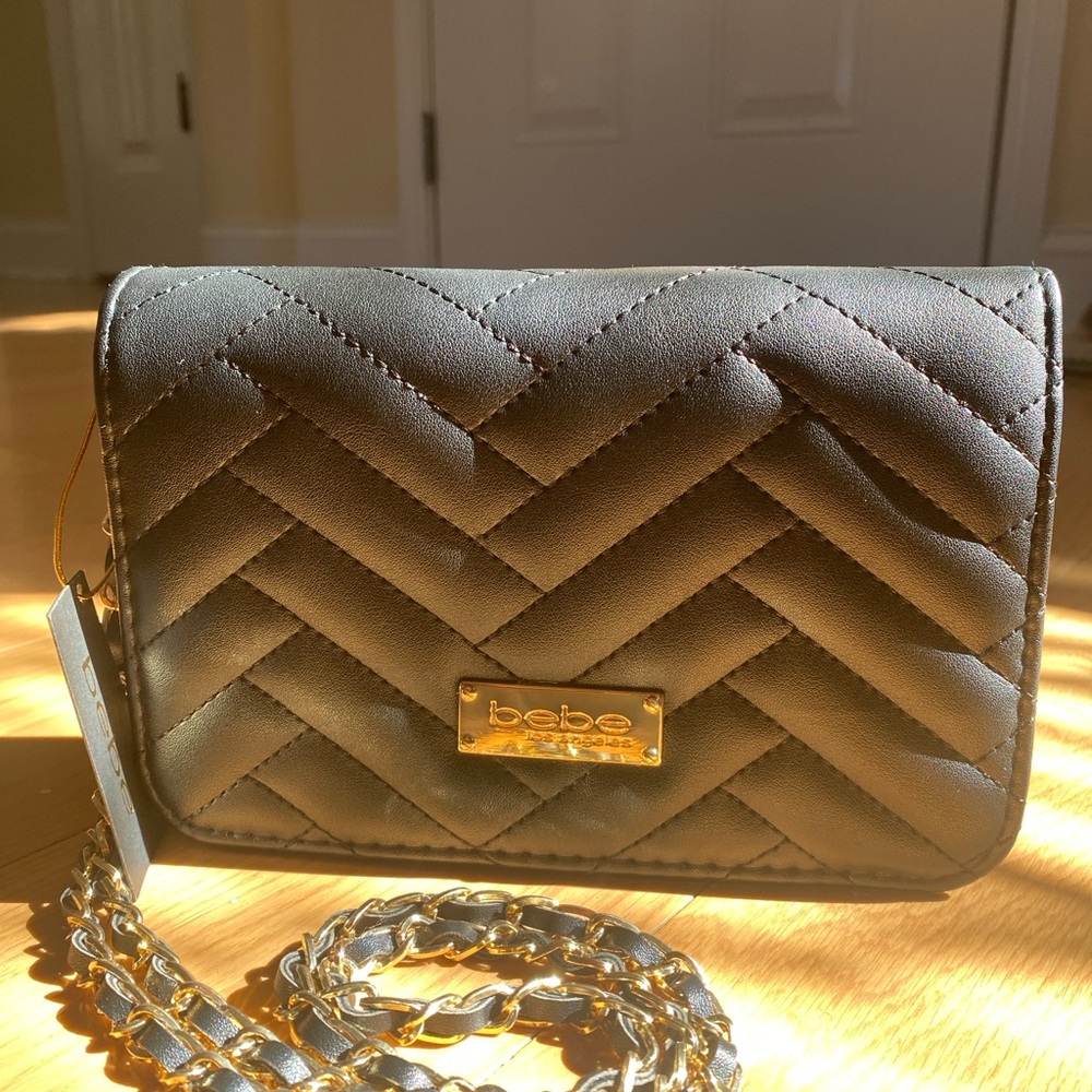 NEW Bebe Black Quilted Chain Bag